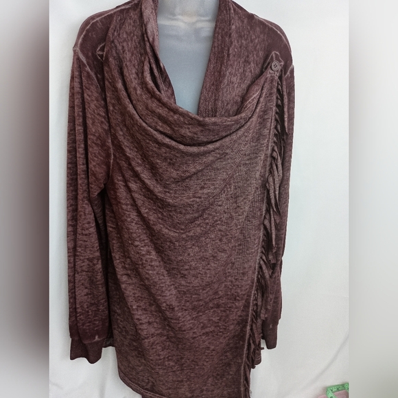 WRANGLER Burgundy Textured Cotton Knit 3 In One Cardigan Sweater Duster (#373) - Picture 7 of 11